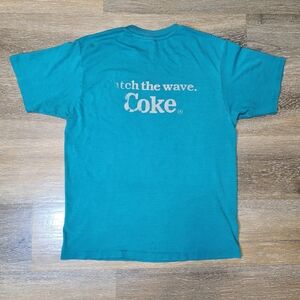 Hanes 90s Distressed Coke Teal Fifty-Fifty T-Shirt Vintage Made In USA Retro